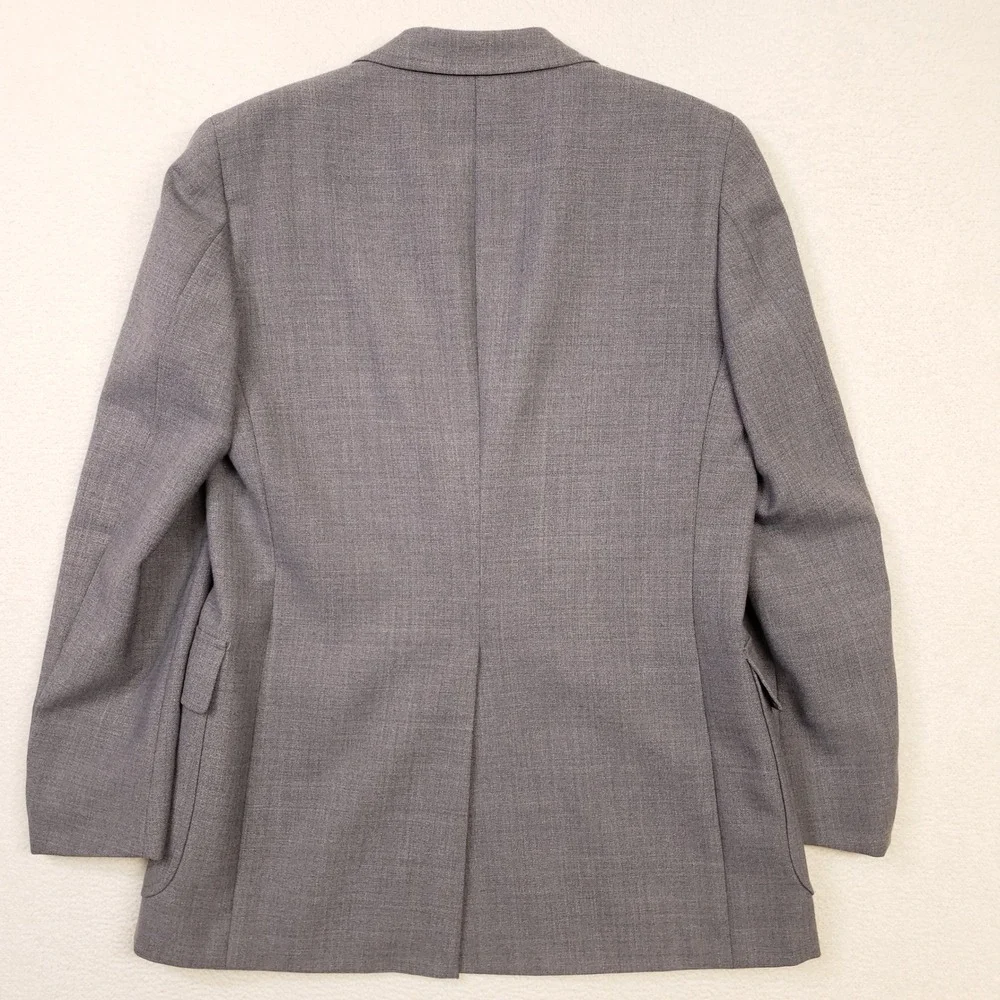 Chaps Ralph Lauren Blazer Men 38R Gray Two Gold Crest Button Wool Sport Coat USA